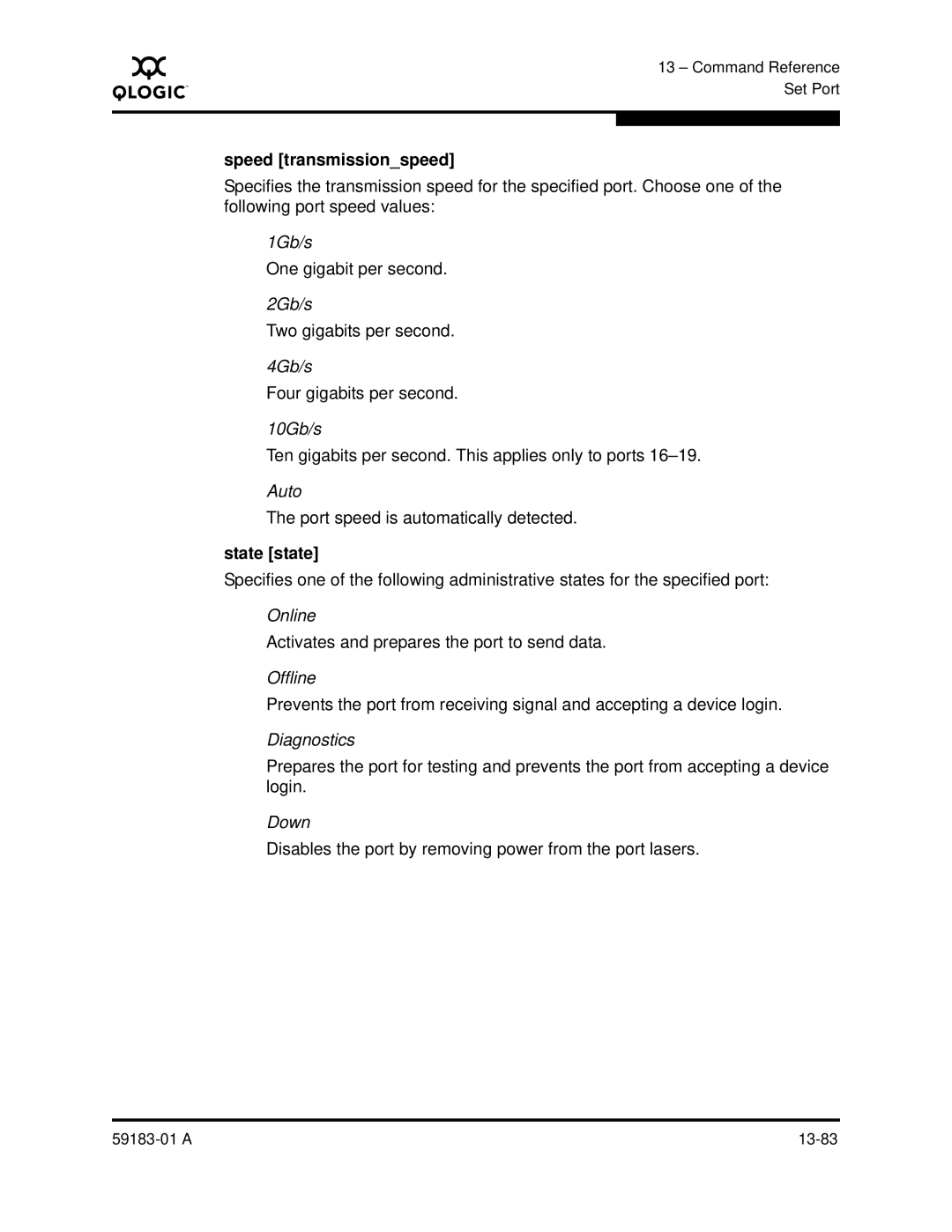 Q-Logic 5602 manual Speed transmissionspeed, State state 