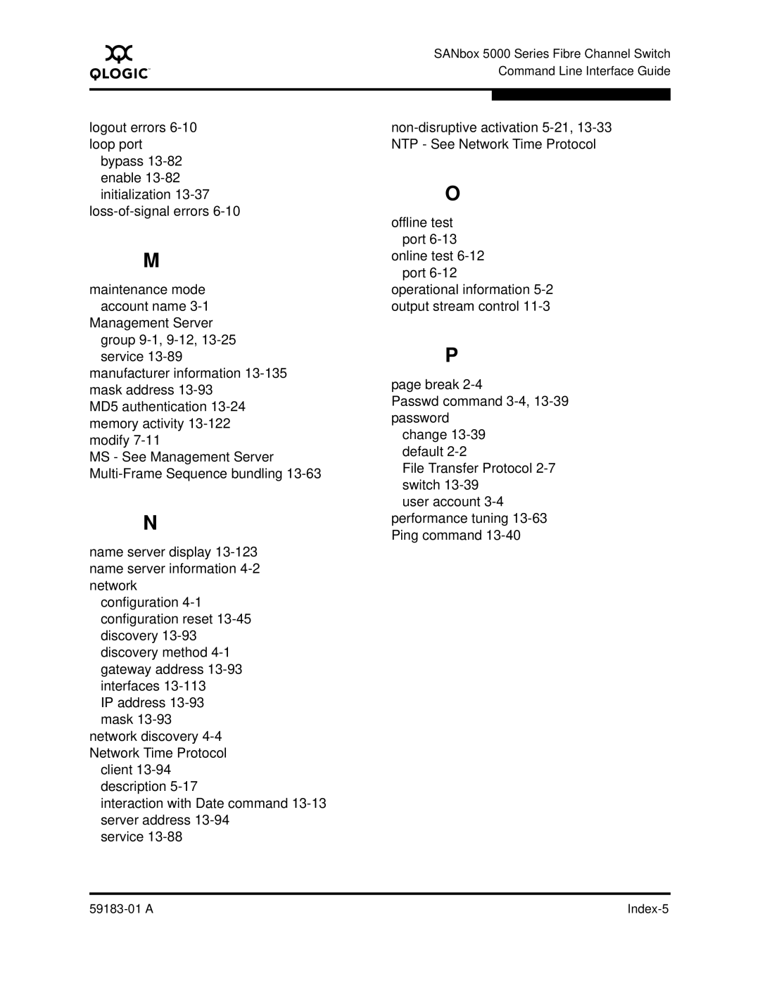 Q-Logic 5602 manual a Index-5 