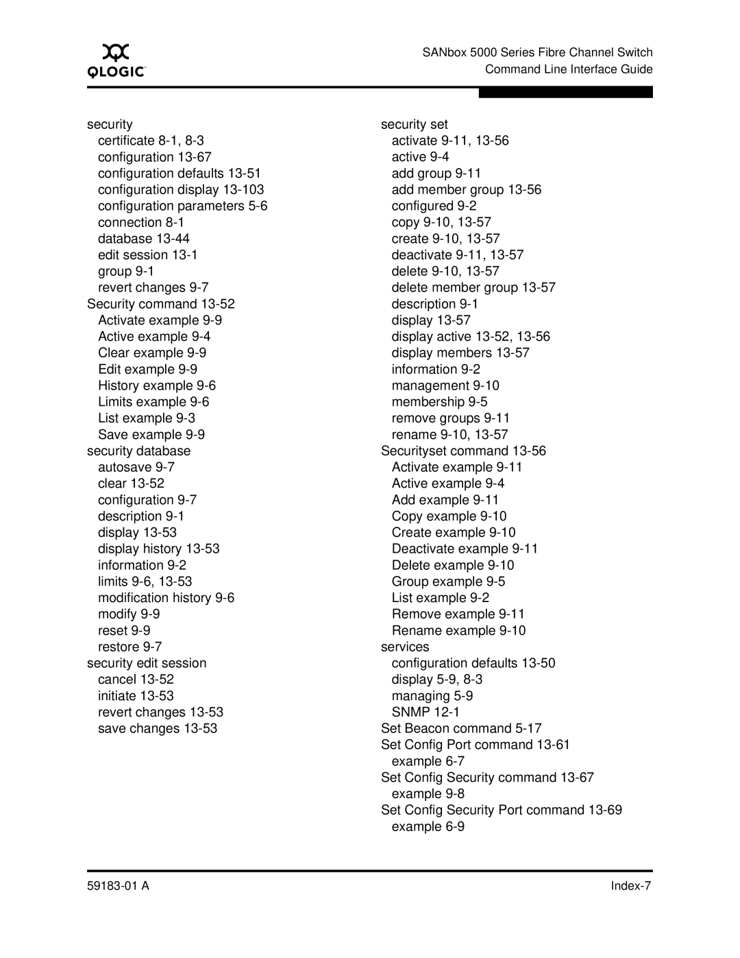 Q-Logic 5602 manual Set Config Security Port command 