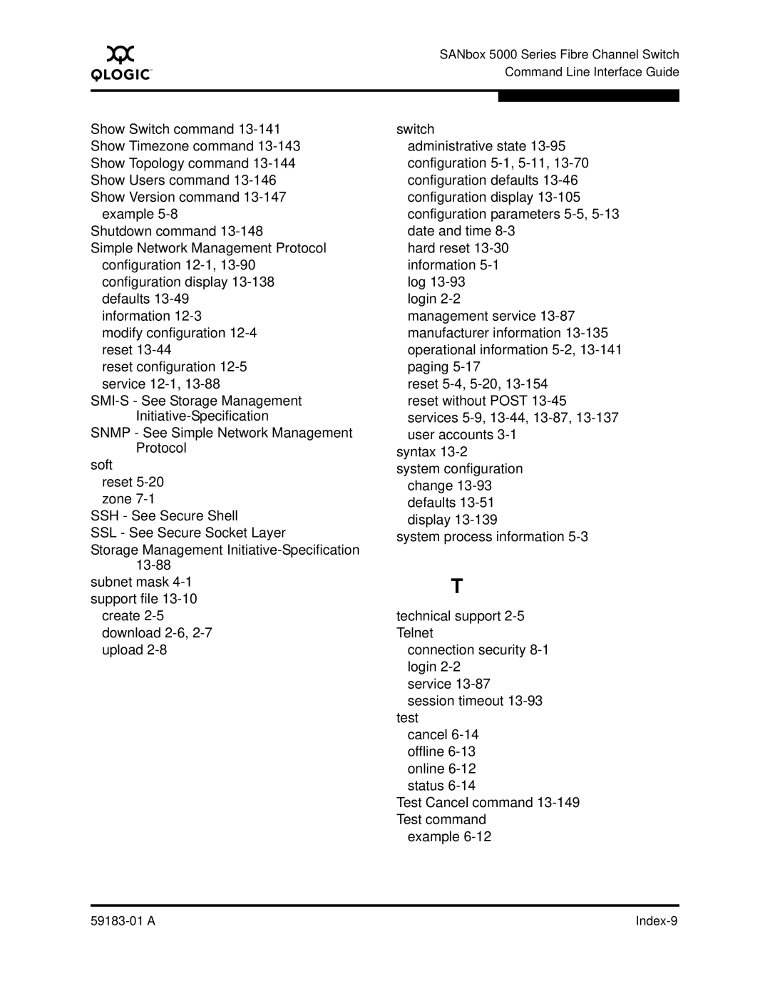 Q-Logic 5602 manual a Index-9 