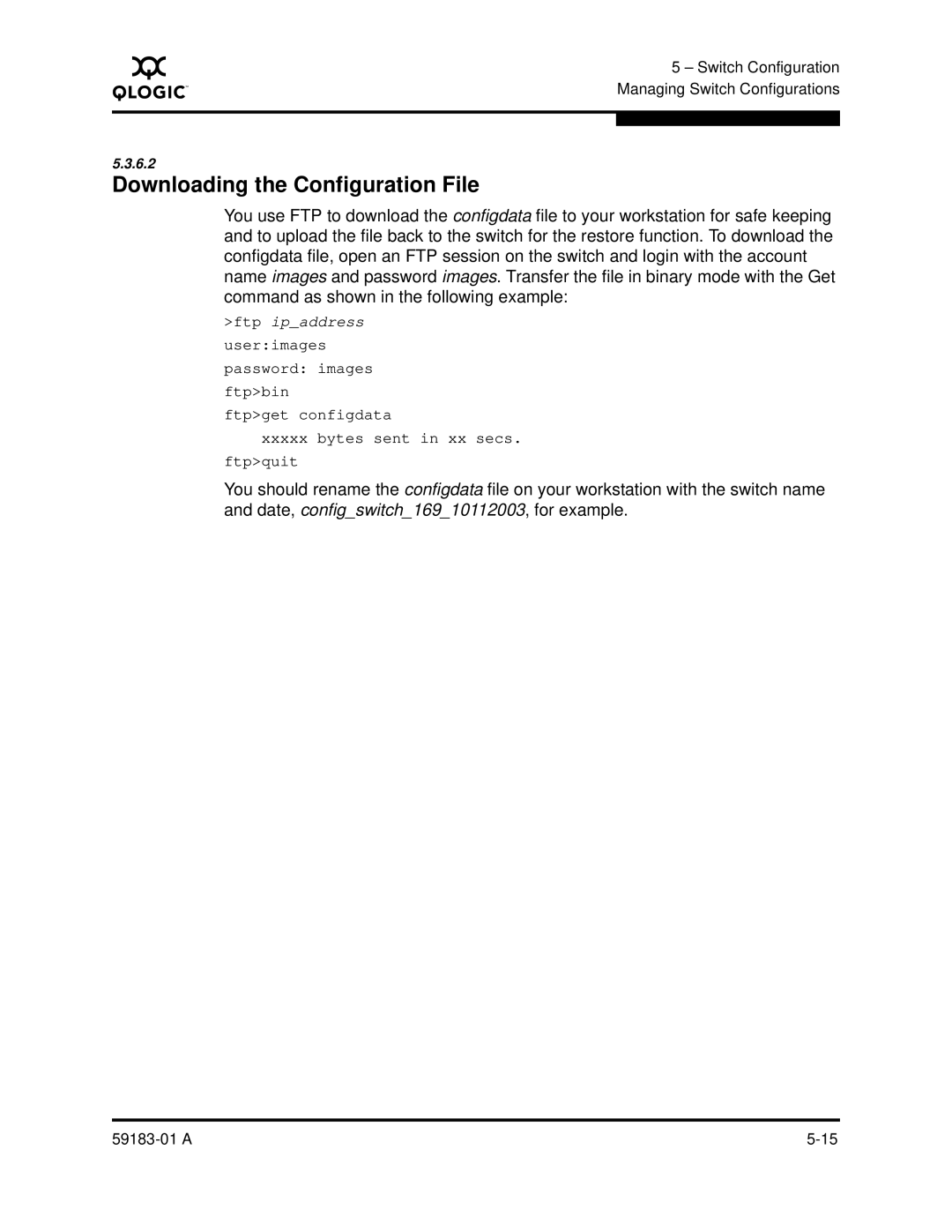 Q-Logic 5602 manual Downloading the Configuration File 