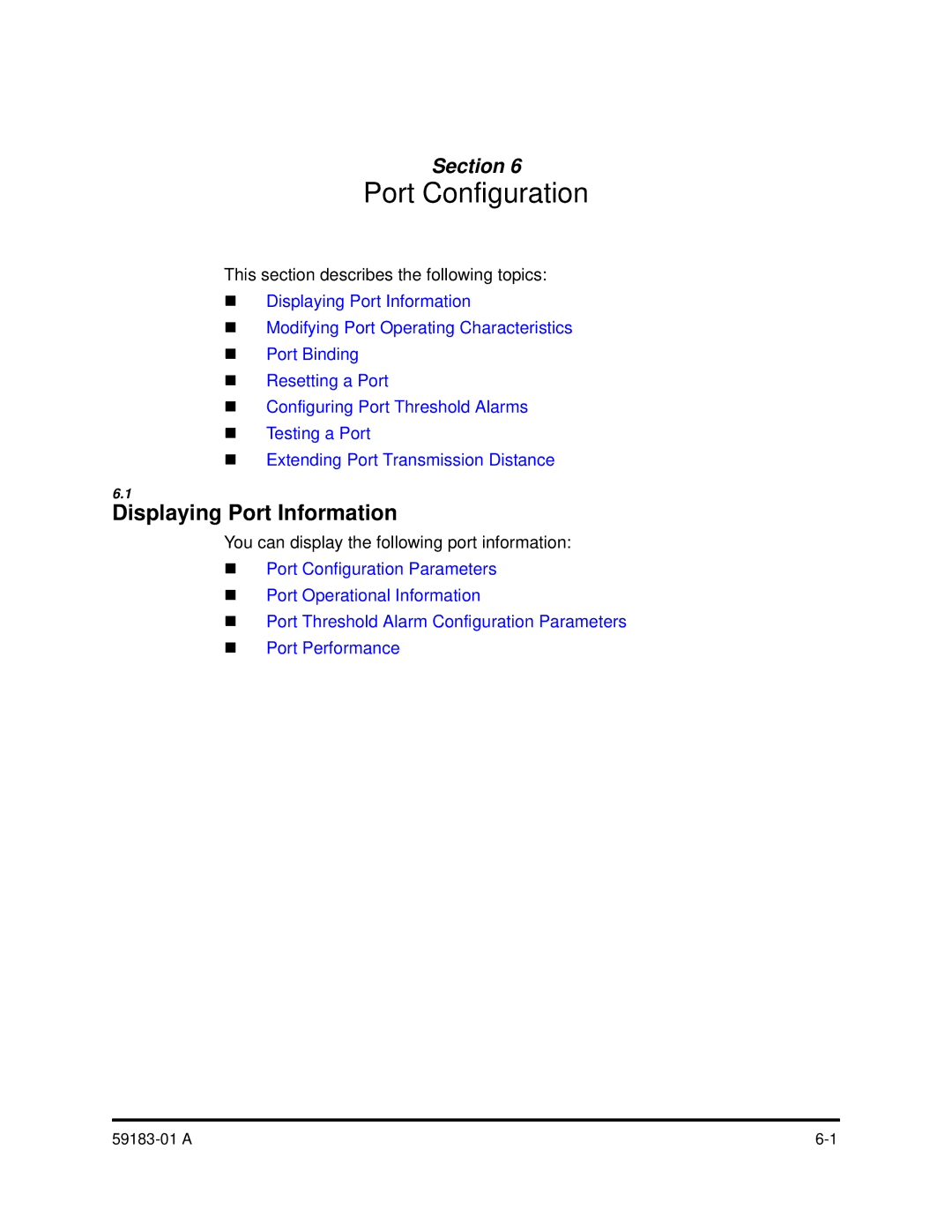 Q-Logic 5602 manual Displaying Port Information, This section describes the following topics 