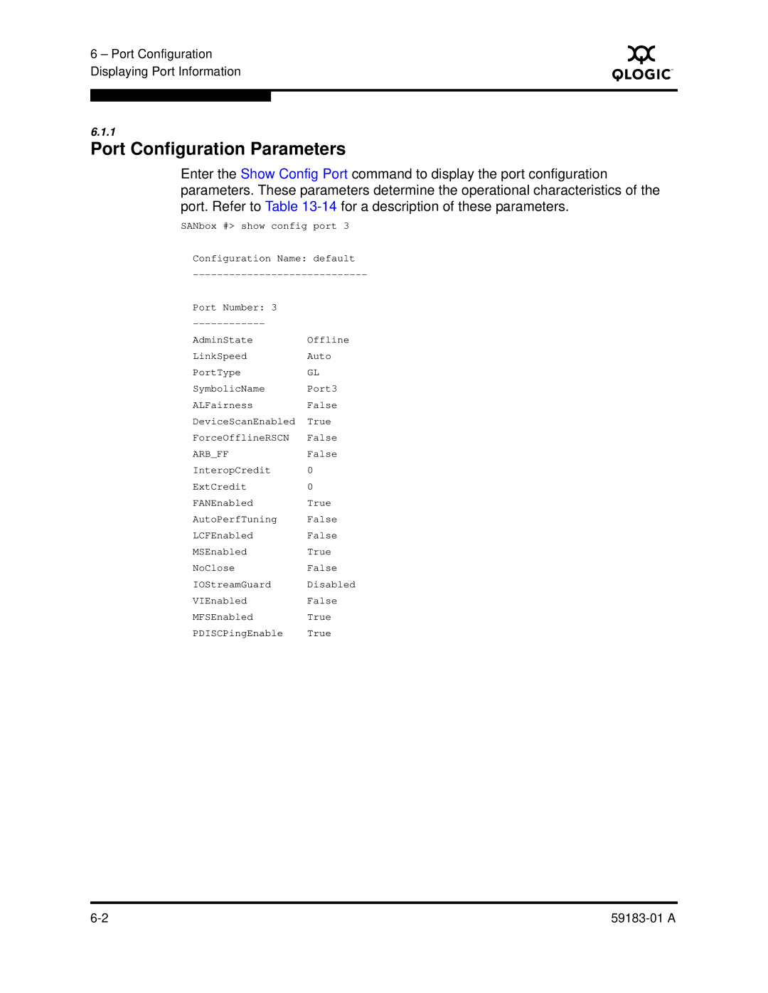 Q-Logic 5602 manual Port Configuration Parameters, Arbff 