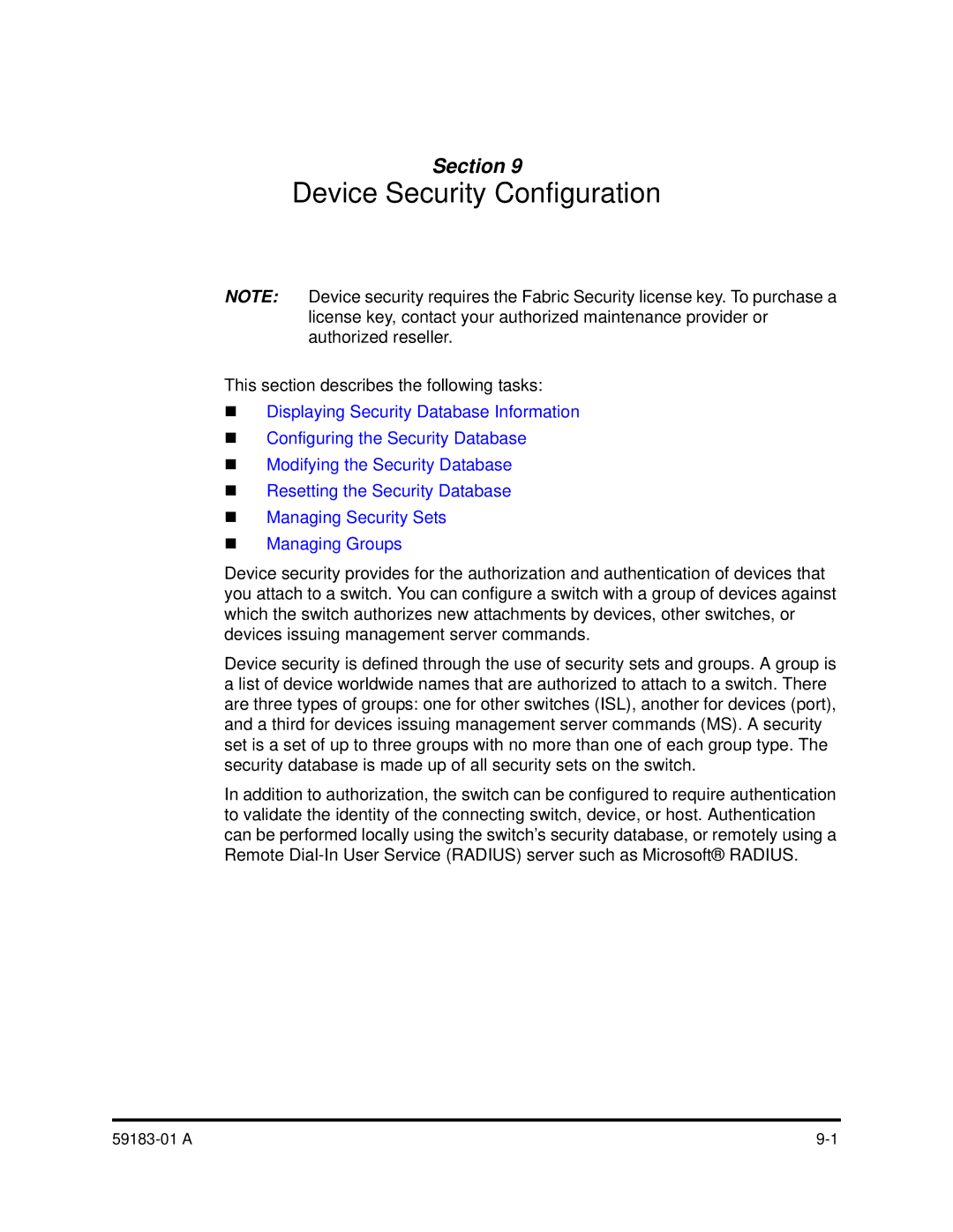 Q-Logic 5602 manual Device Security Configuration 