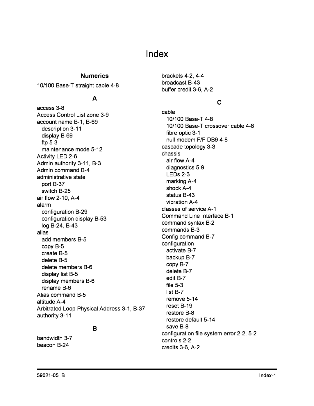 Q-Logic 59021-05 B manual Index, Numerics 