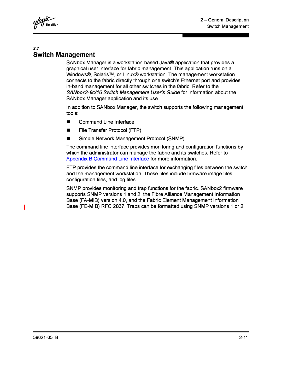 Q-Logic 59021-05 B manual Switch Management 