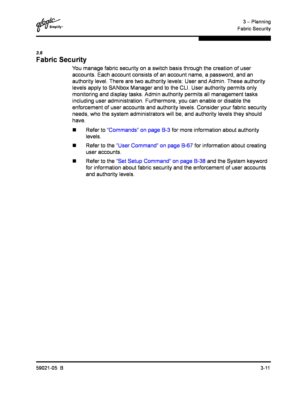 Q-Logic 59021-05 B manual Fabric Security 