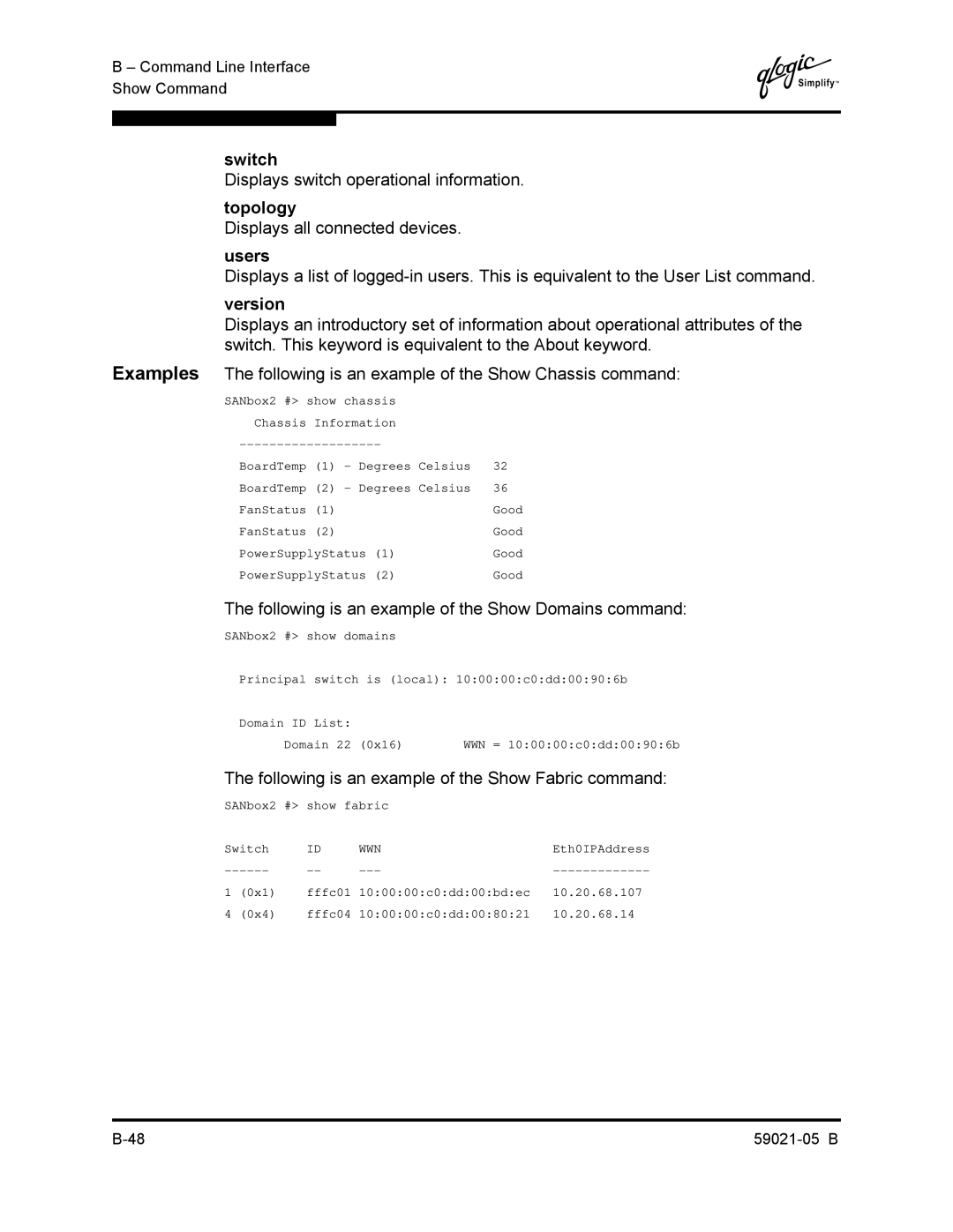 Q-Logic 59021-05 B manual Topology, Users, Version 