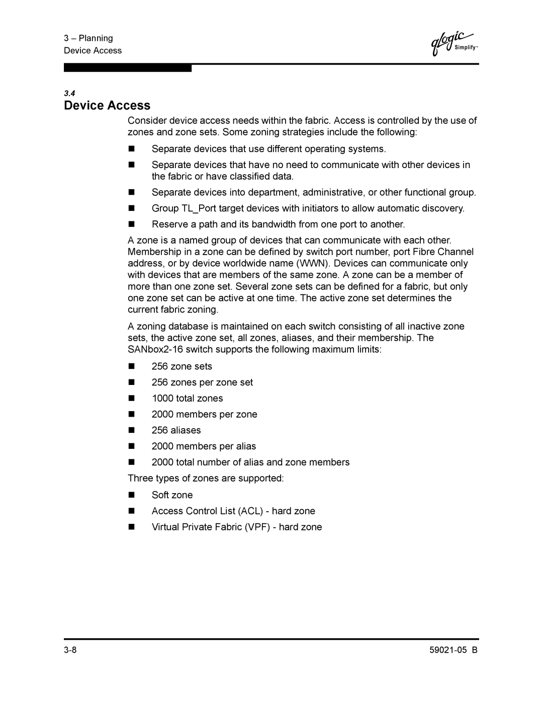 Q-Logic 59021-05 B manual Device Access 