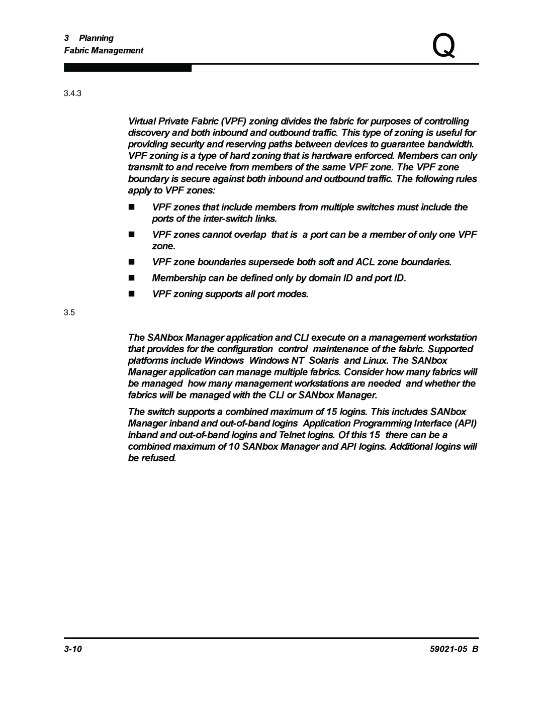 Q-Logic 59021-05 B manual Virtual Private Fabric Hard Zones, Fabric Management 