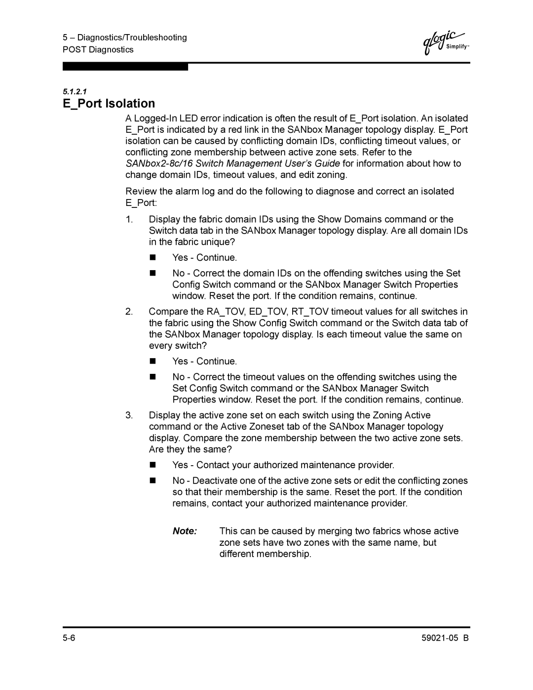 Q-Logic 59021-05 B manual EPort Isolation 