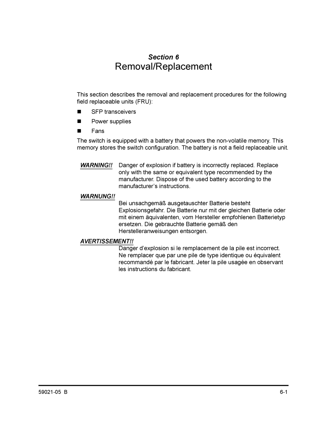 Q-Logic 59021-05 B manual Removal/Replacement 