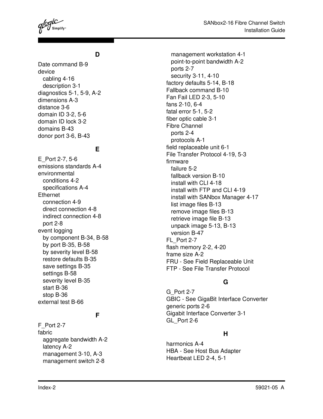 Q-Logic manual Index-2 59021-05 a 