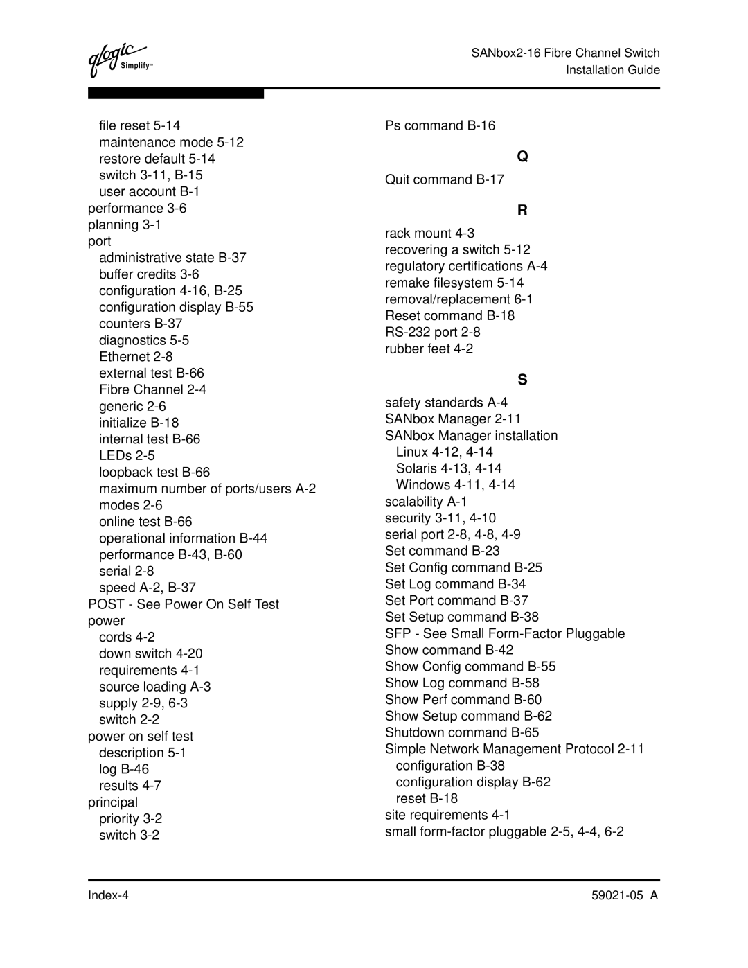 Q-Logic manual Index-4 59021-05 a 