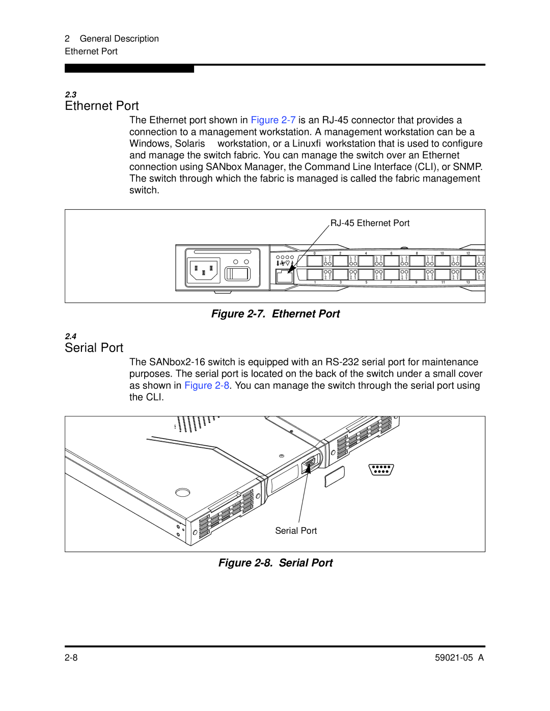 Q-Logic 59021-05 manual Ethernet Port, Serial Port 