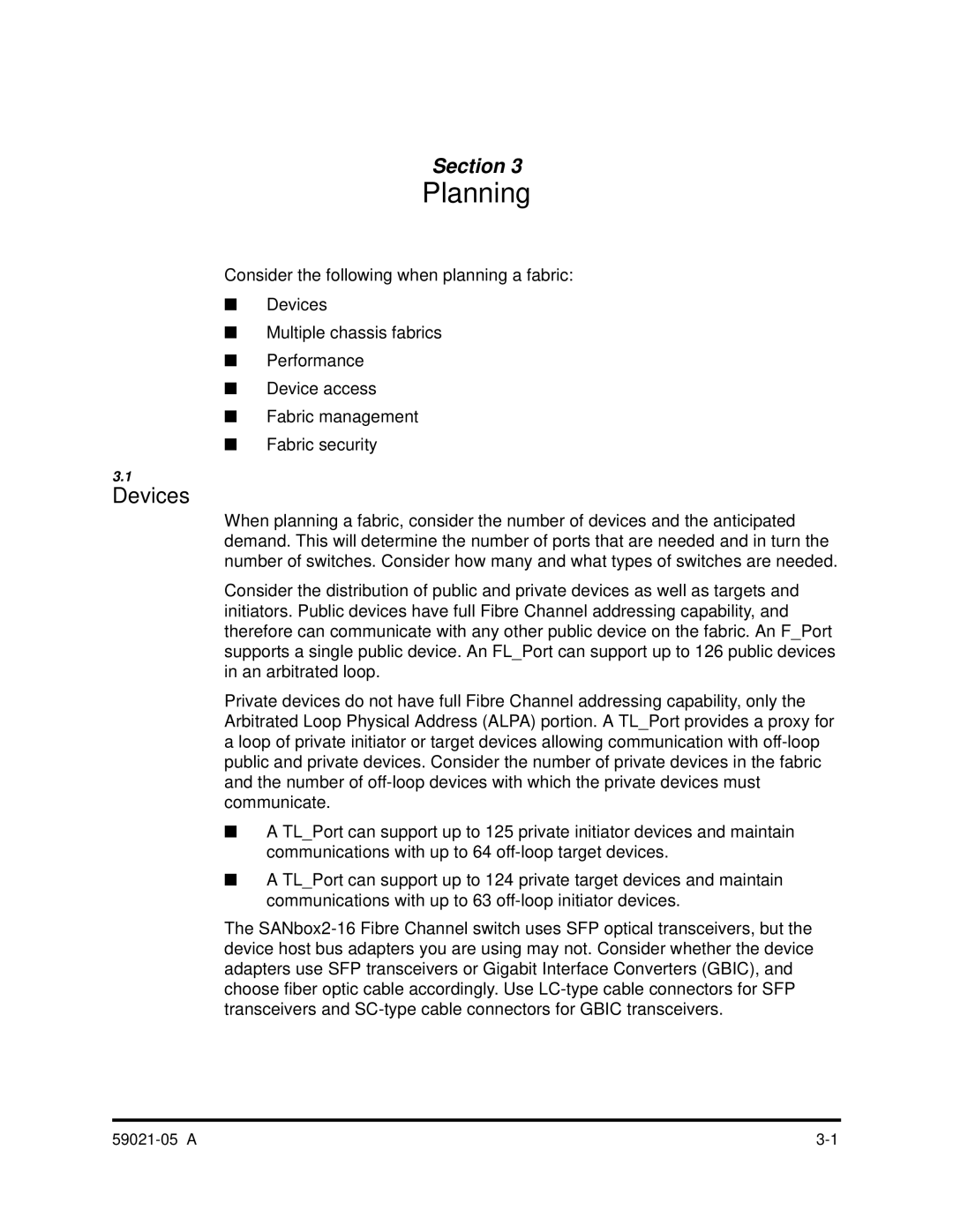 Q-Logic 59021-05 manual Planning, Devices 