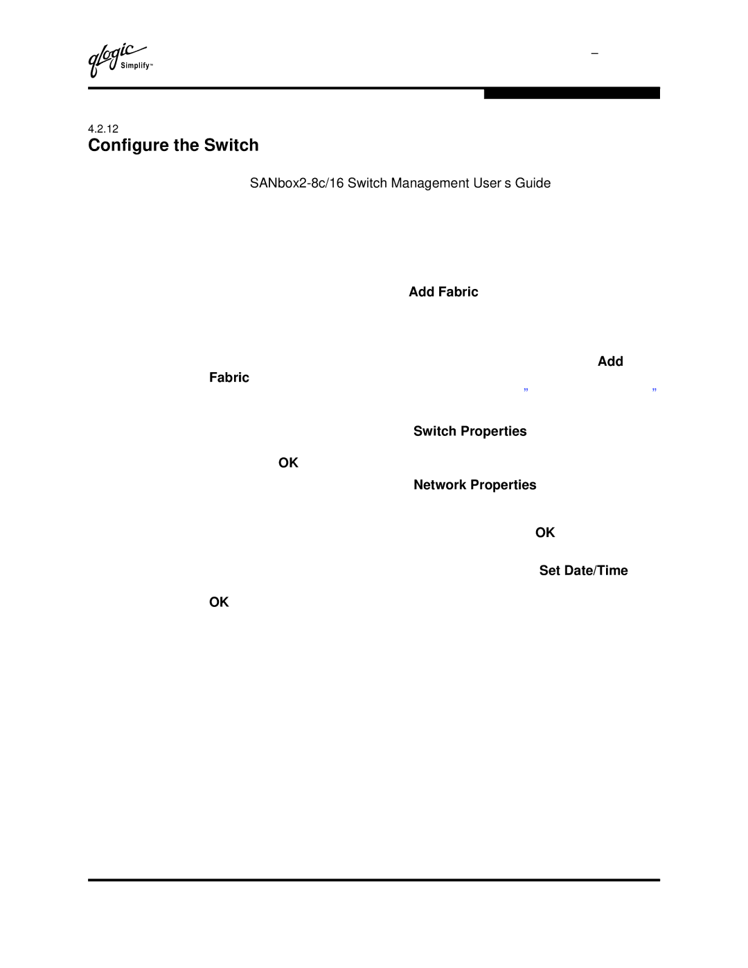 Q-Logic 59021-05 manual Configure the Switch 