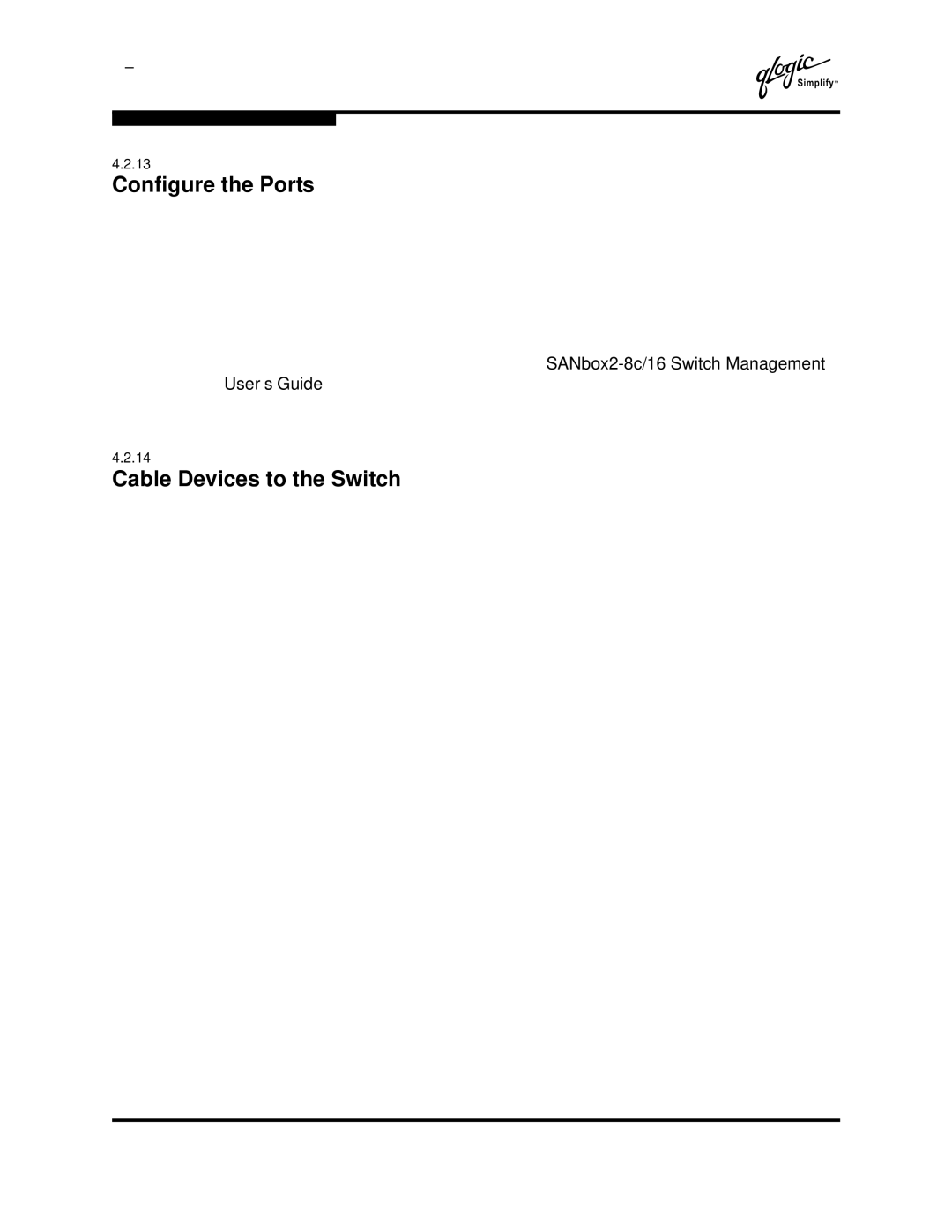 Q-Logic 59021-05 manual Configure the Ports, Cable Devices to the Switch 