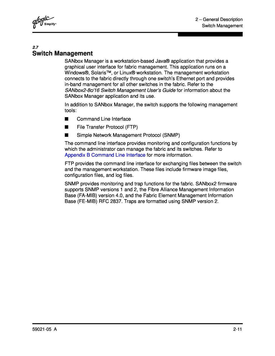 Q-Logic 59021-05 manual Switch Management 
