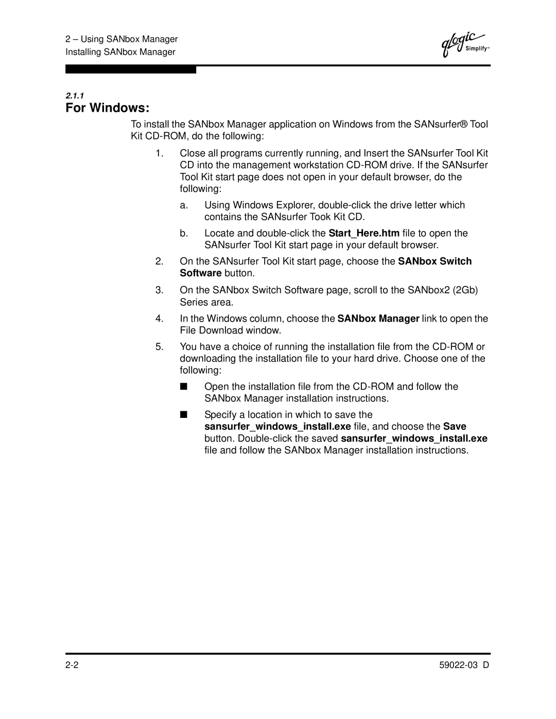 Q-Logic 59022-03 D manual For Windows 