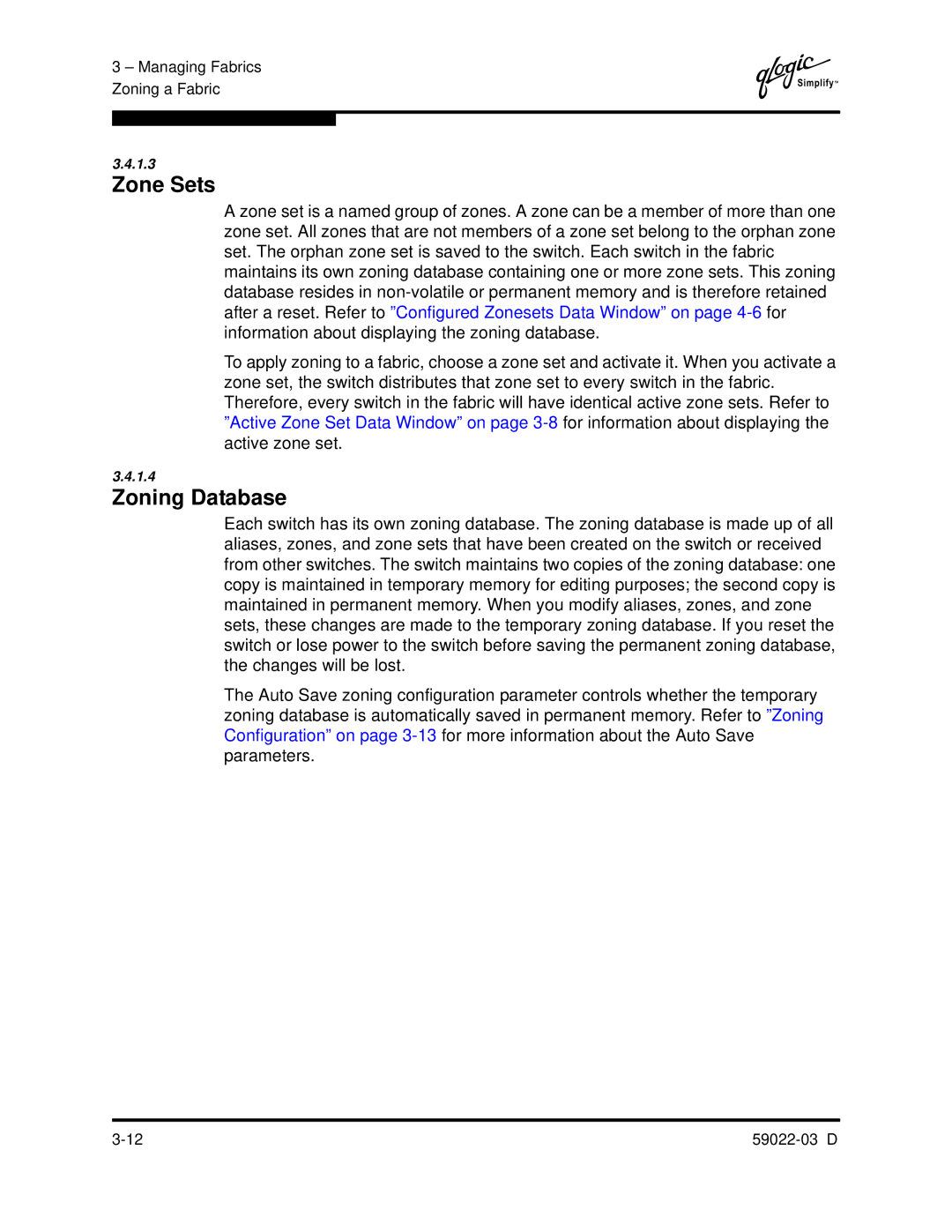 Q-Logic 59022-03 D manual Zone Sets, Zoning Database 