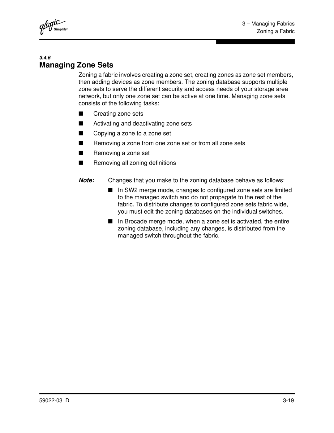 Q-Logic 59022-03 D manual Managing Zone Sets 