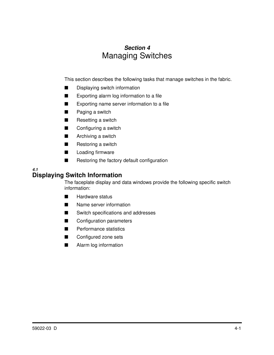 Q-Logic 59022-03 D manual Managing Switches, Displaying Switch Information 