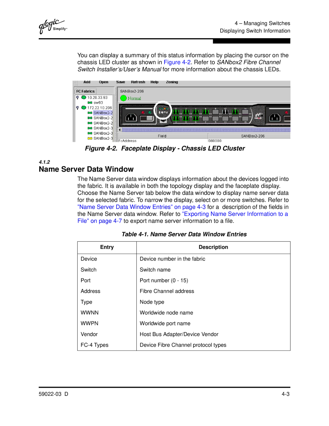 Q-Logic 59022-03 D manual Name Server Data Window Entries 