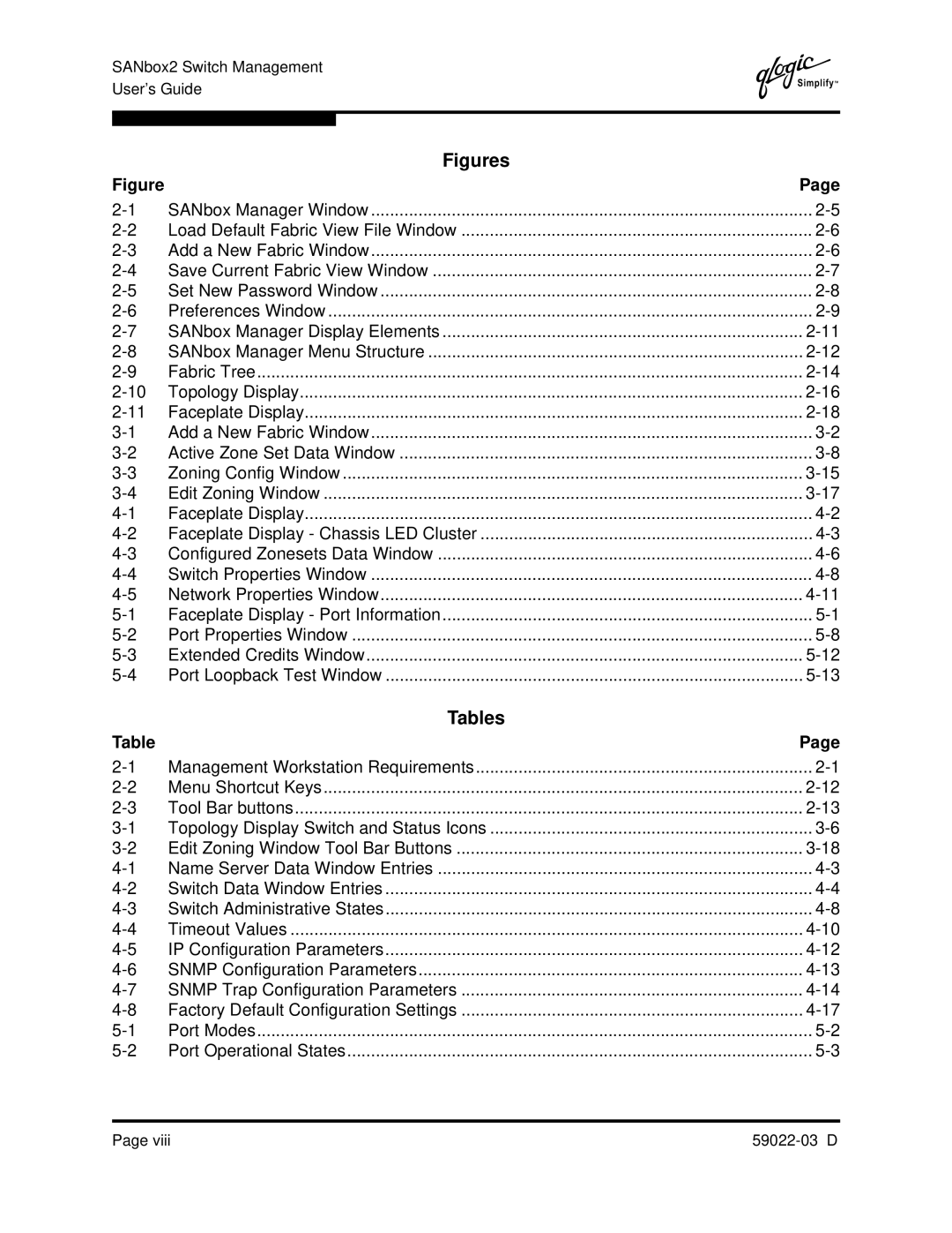 Q-Logic 59022-03 D manual Figures, Tables 