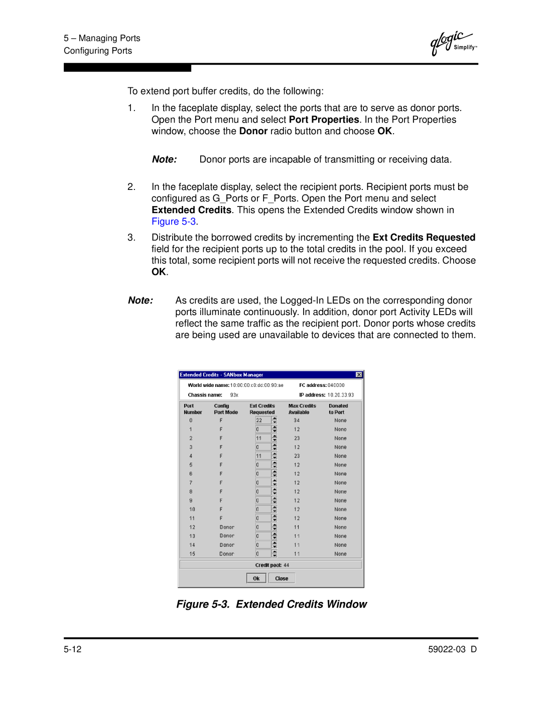 Q-Logic 59022-03 D manual Extended Credits Window 