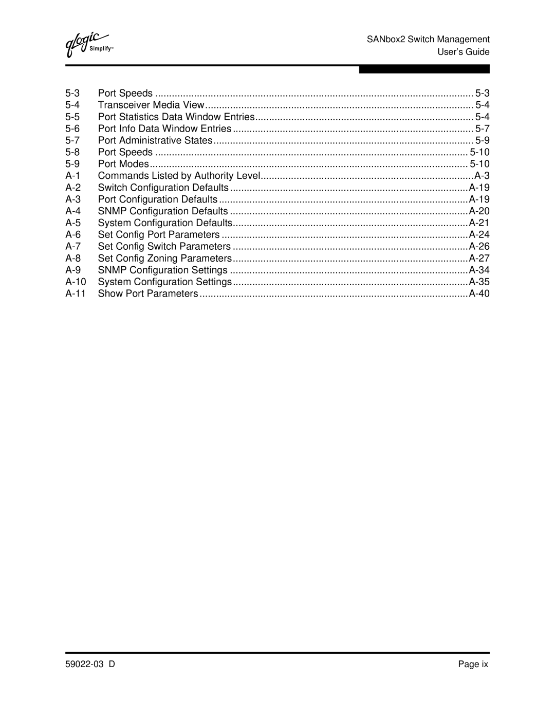 Q-Logic 59022-03 D manual Port Statistics Data Window Entries 