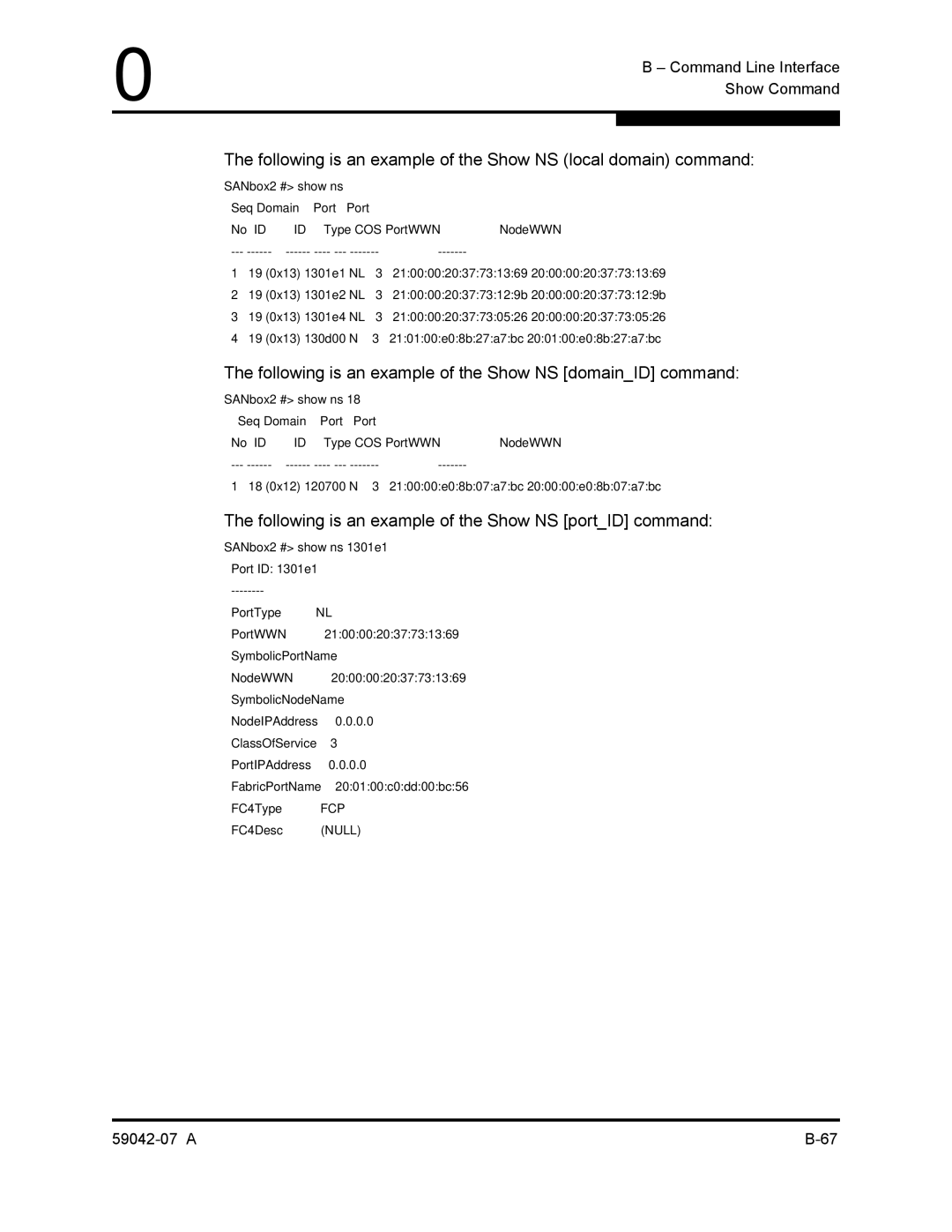 Q-Logic 59042-07 A manual Following is an example of the Show NS local domain command 