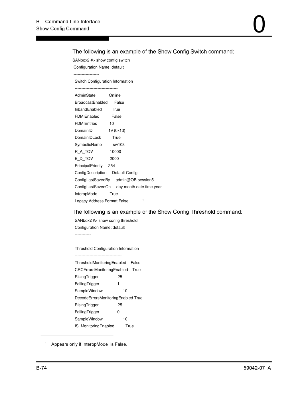 Q-Logic 59042-07 A manual Following is an example of the Show Config Switch command 