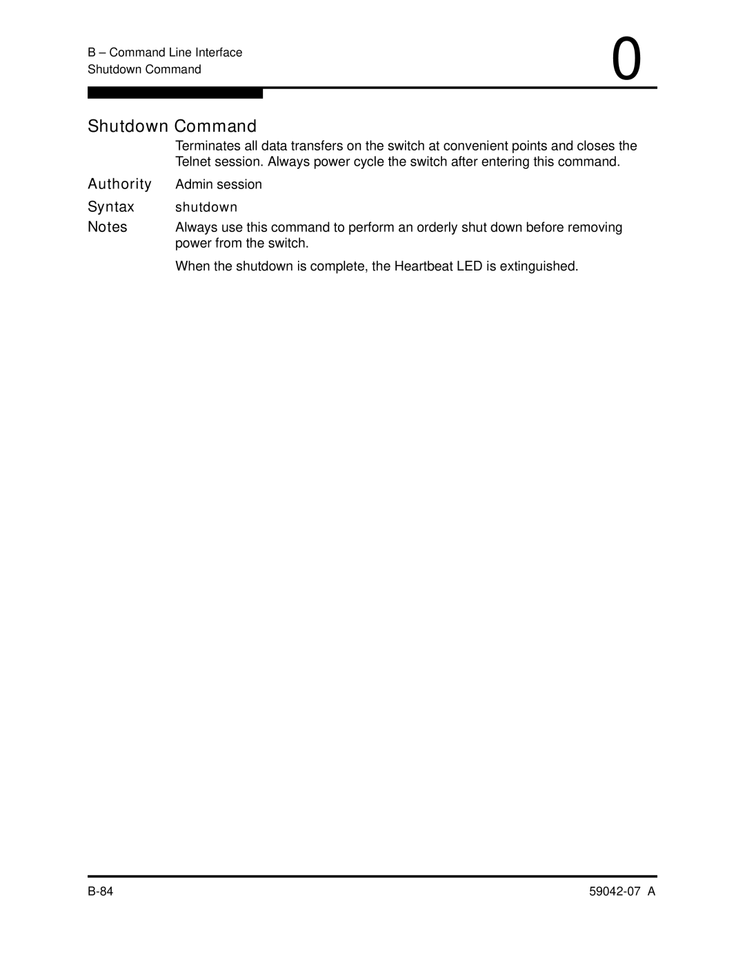 Q-Logic 59042-07 A manual Shutdown Command, Power from the switch 