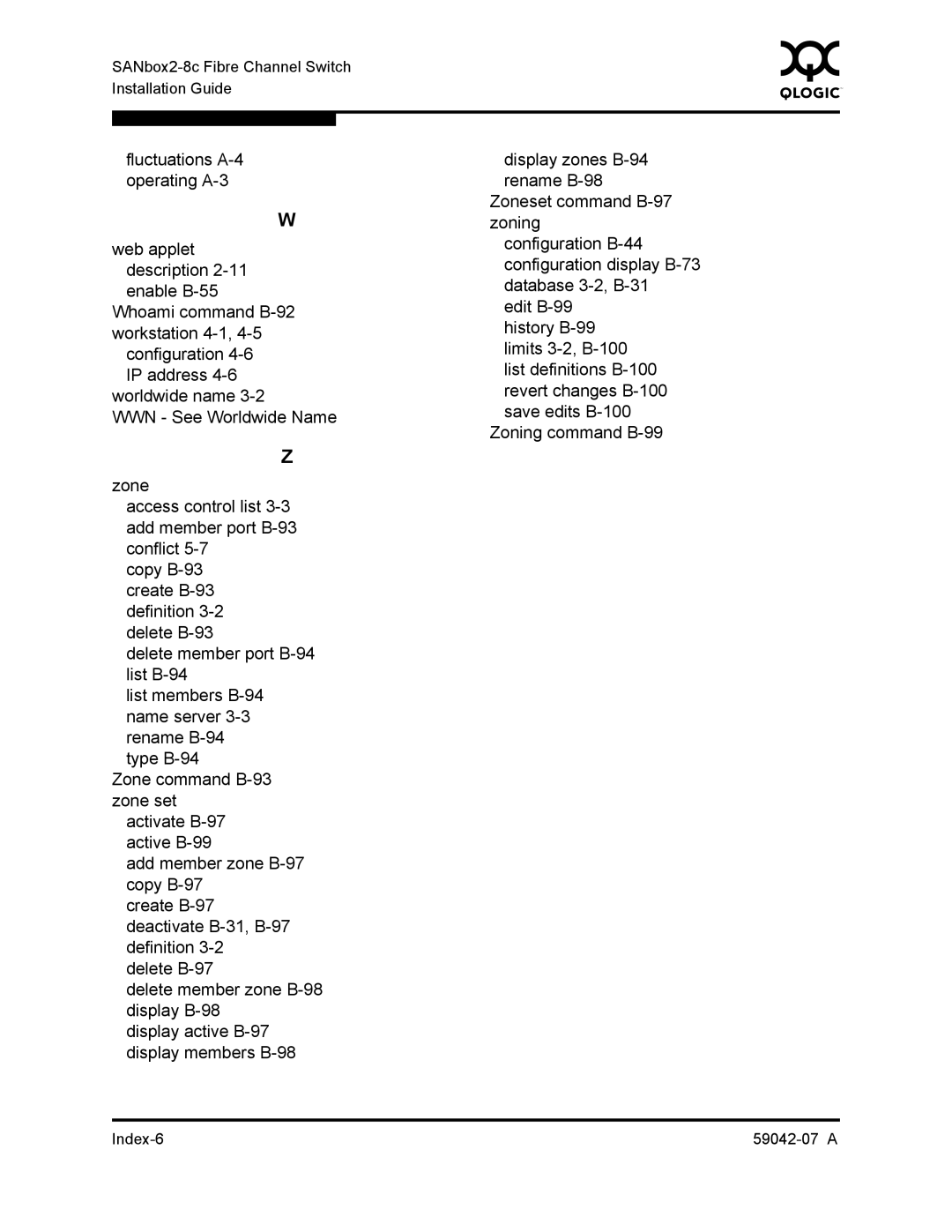 Q-Logic 59042-07 A manual Index-6 59042-07 a 