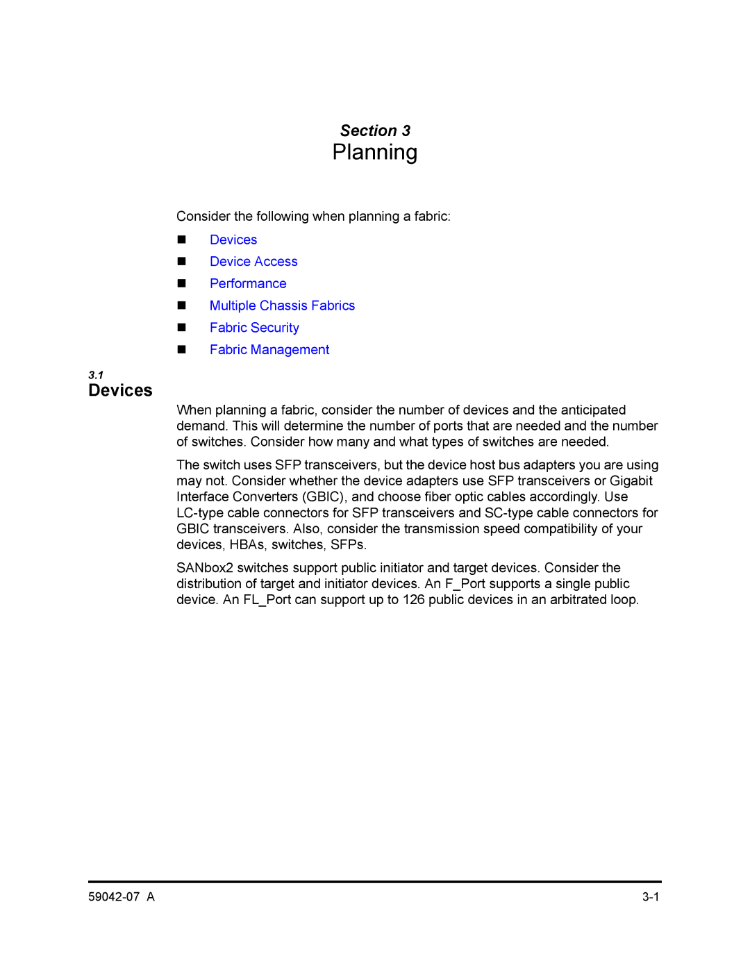 Q-Logic 59042-07 A manual Devices, Consider the following when planning a fabric 