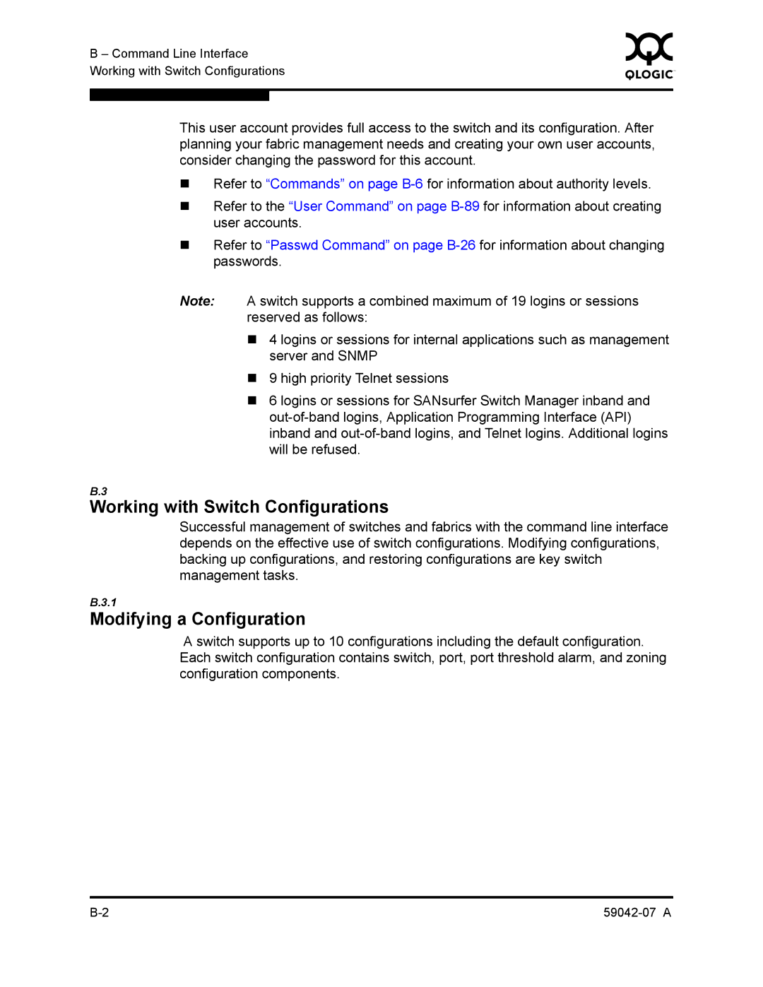 Q-Logic 59042-07 A manual Working with Switch Configurations, Modifying a Configuration 