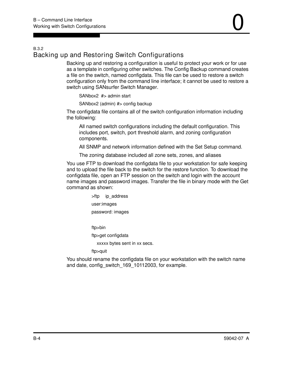 Q-Logic 59042-07 A manual Backing up and Restoring Switch Configurations 