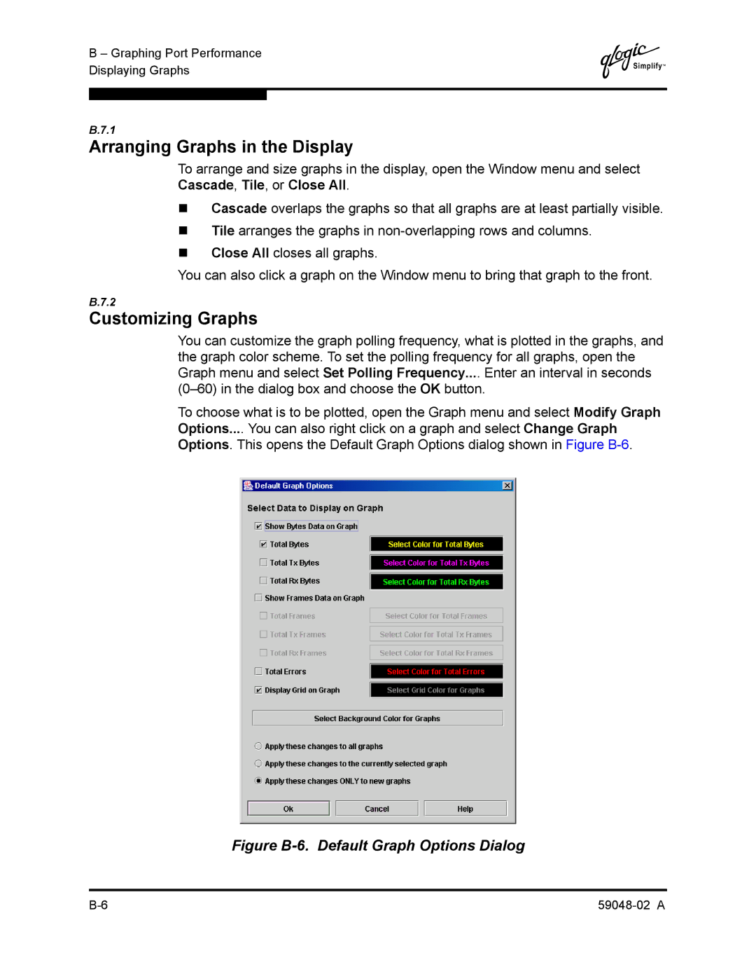 Q-Logic 59048-02 A manual Arranging Graphs in the Display, Customizing Graphs 