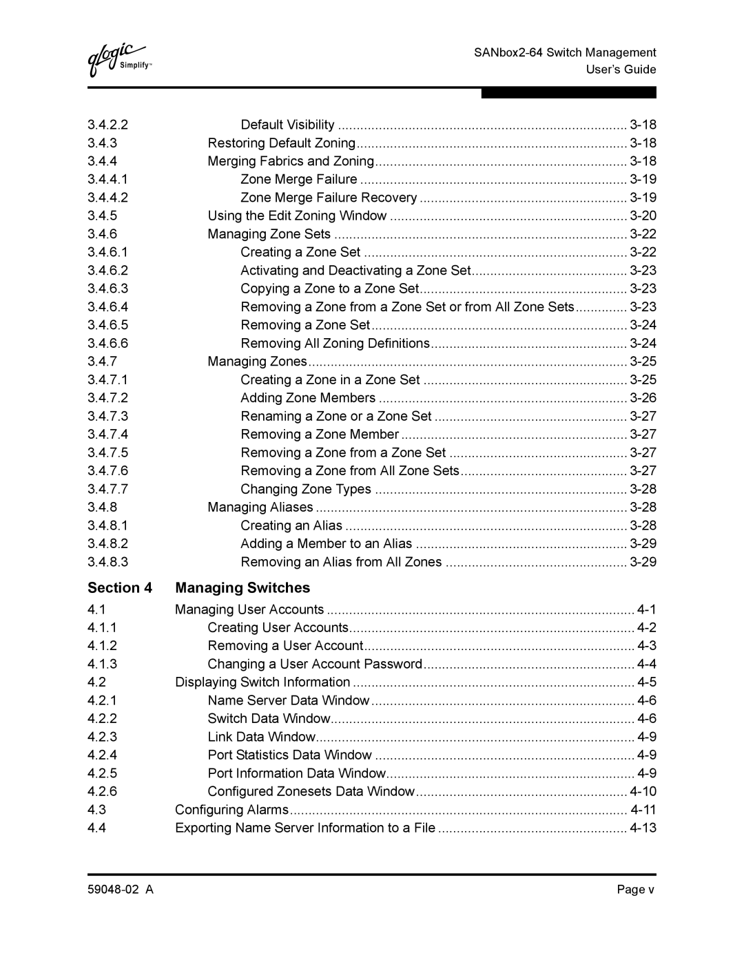 Q-Logic 59048-02 A manual Section Managing Switches, Displaying Switch Information, Link Data Window 