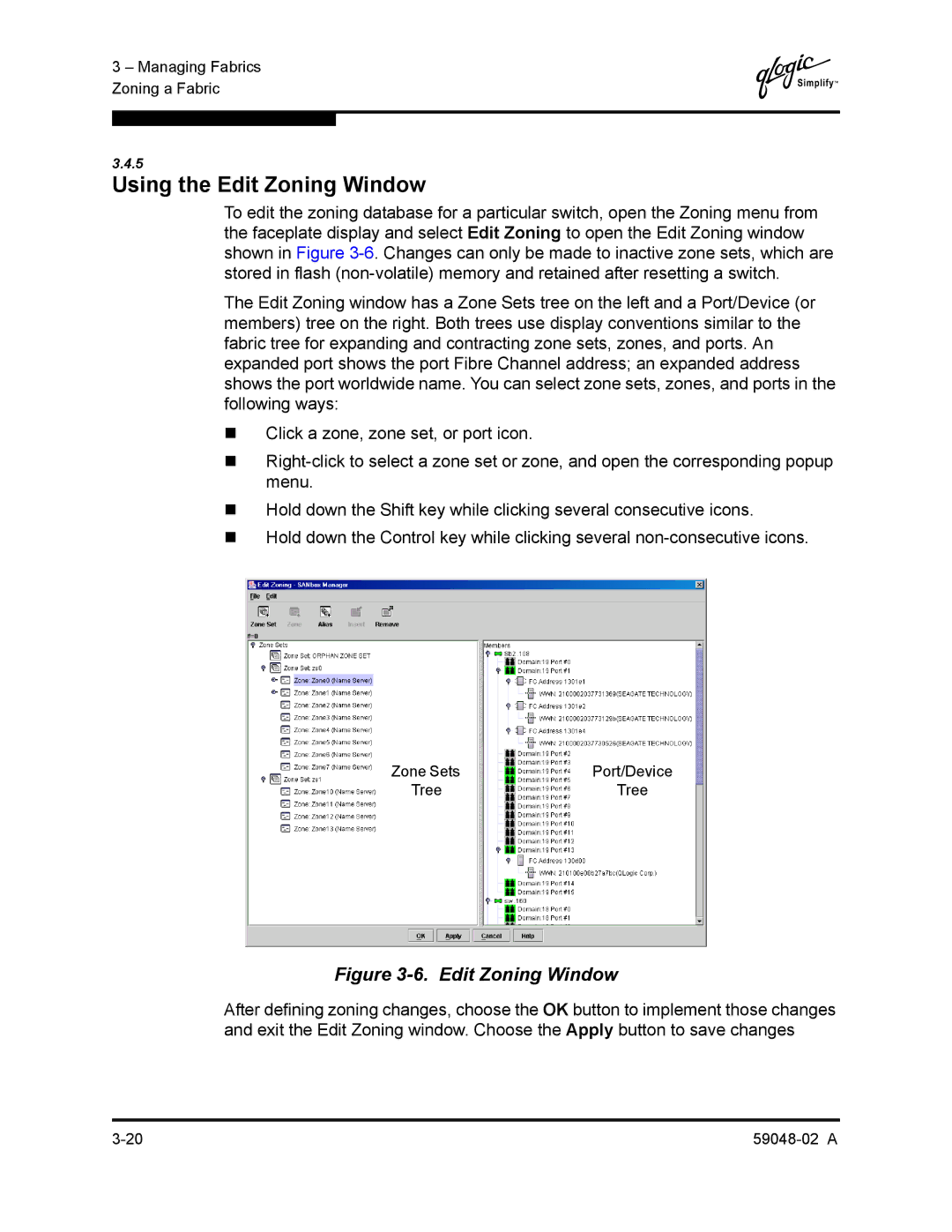 Q-Logic 59048-02 A manual Using the Edit Zoning Window 