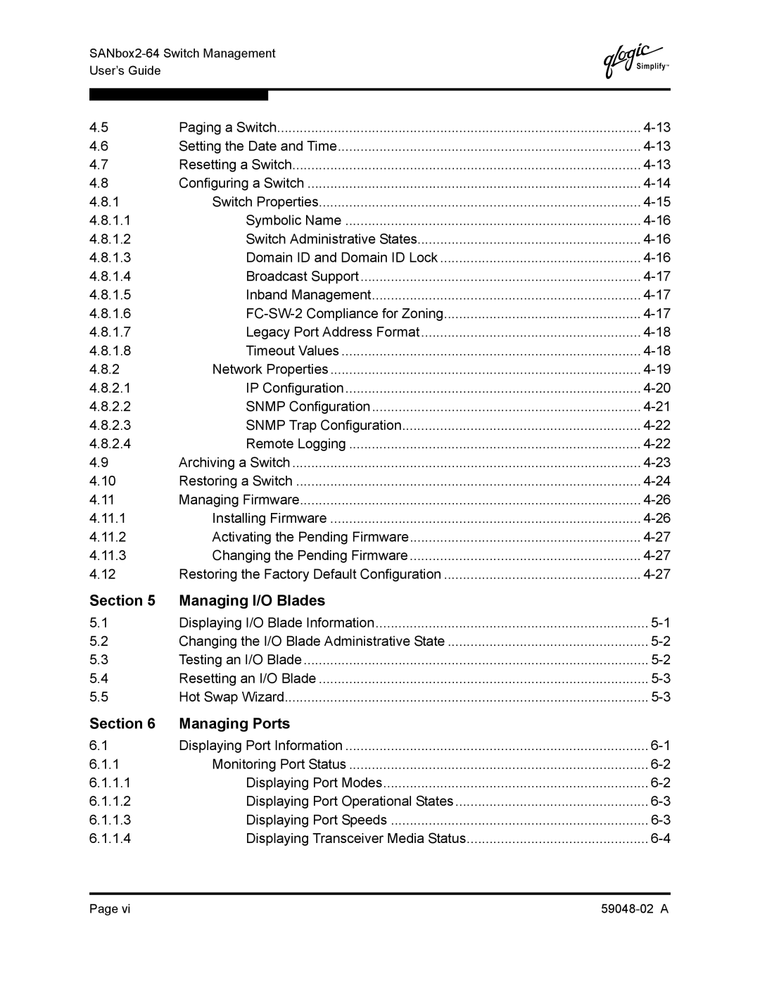 Q-Logic 59048-02 A manual Managing I/O Blades, Section Managing Ports 