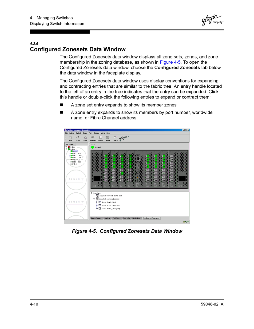 Q-Logic 59048-02 A manual Configured Zonesets Data Window 