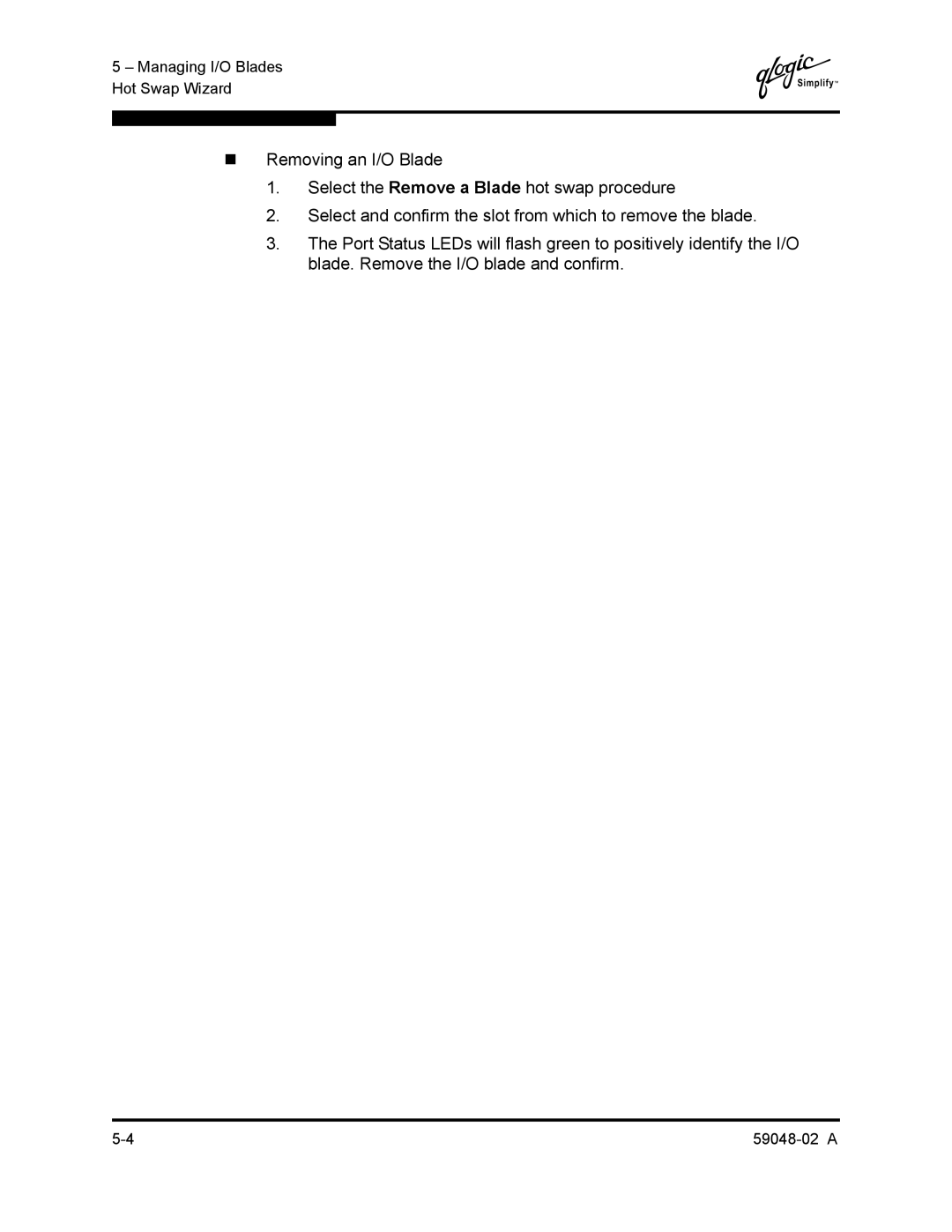 Q-Logic 59048-02 A manual Managing I/O Blades Hot Swap Wizard 