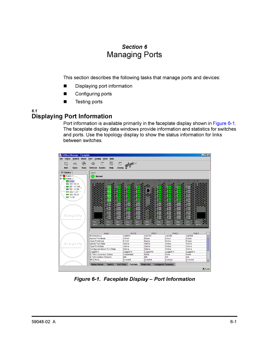 Q-Logic 59048-02 A manual Managing Ports, Displaying Port Information 