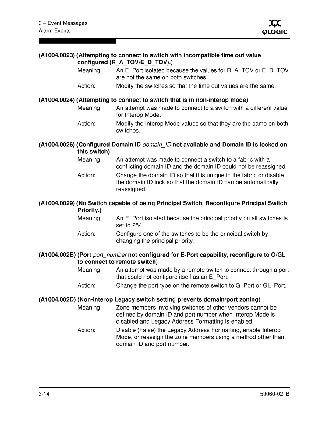 Q-Logic 59060-02 B manual Are not the same on both switches 