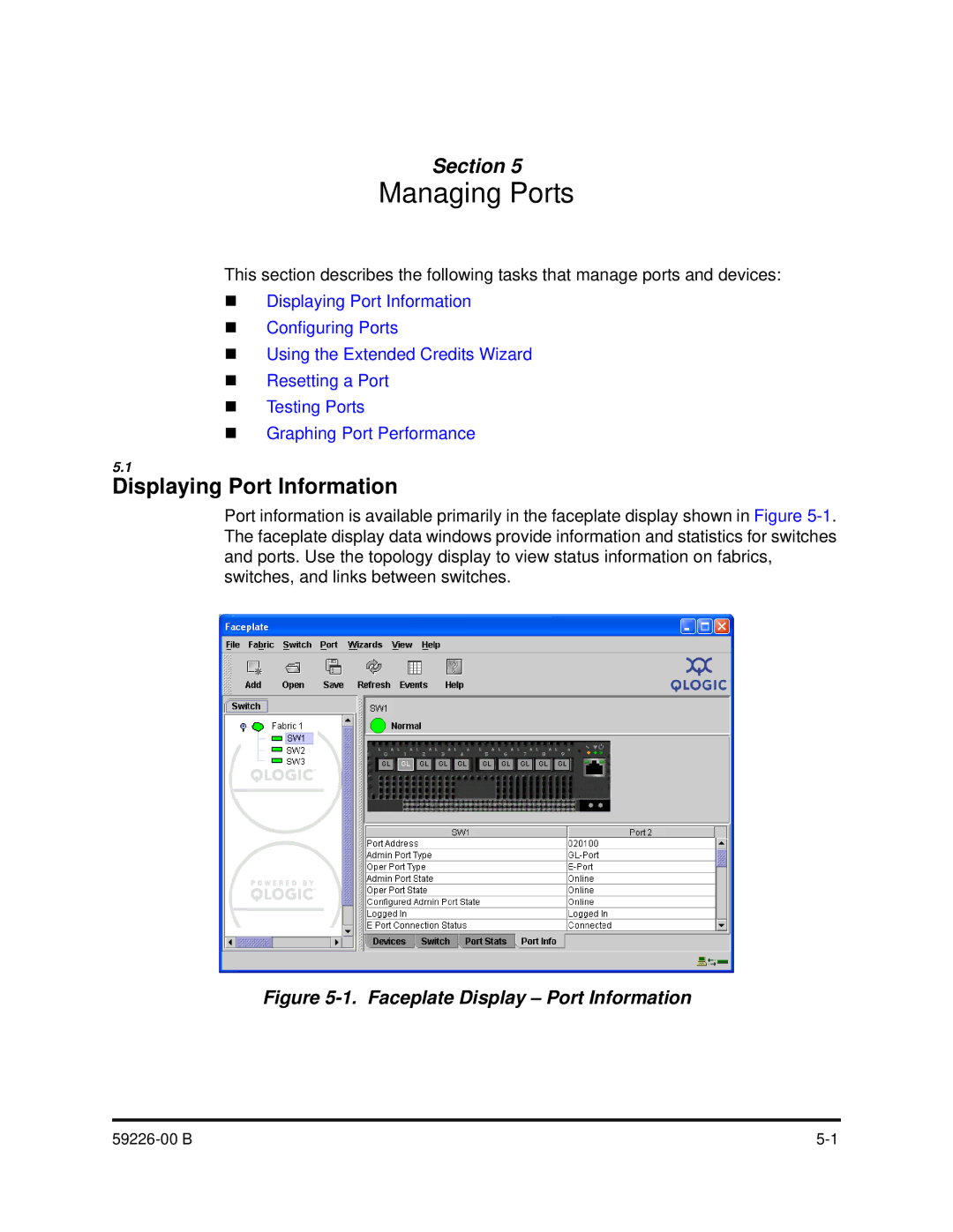 Q-Logic 59226-00 B manual Managing Ports, Displaying Port Information 