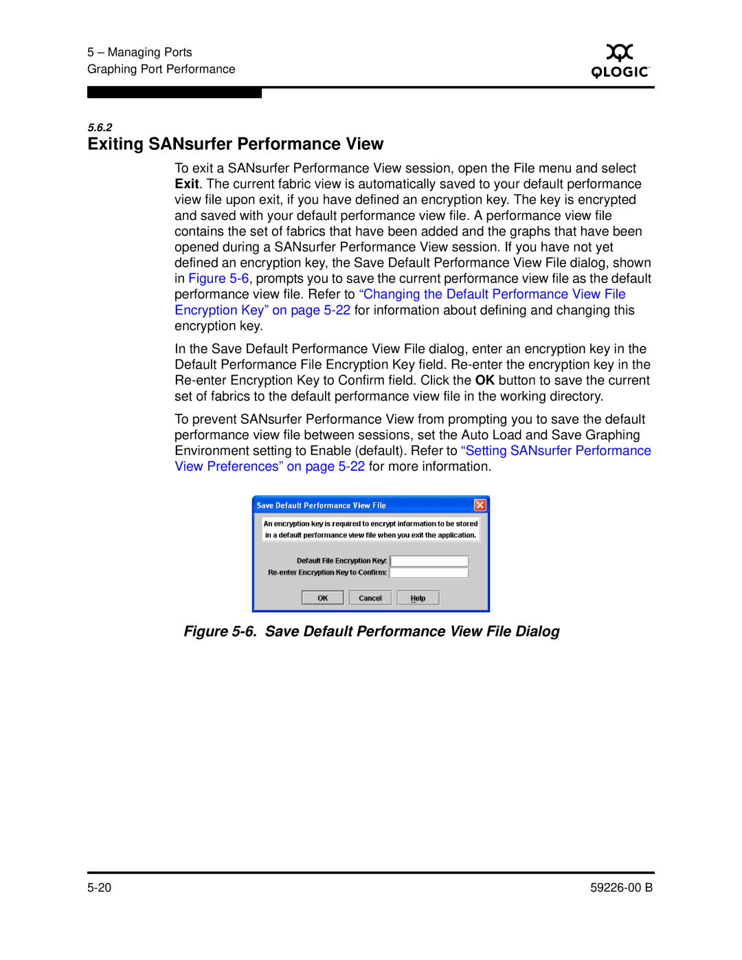 Q-Logic 59226-00 B manual Exiting SANsurfer Performance View, Save Default Performance View File Dialog 