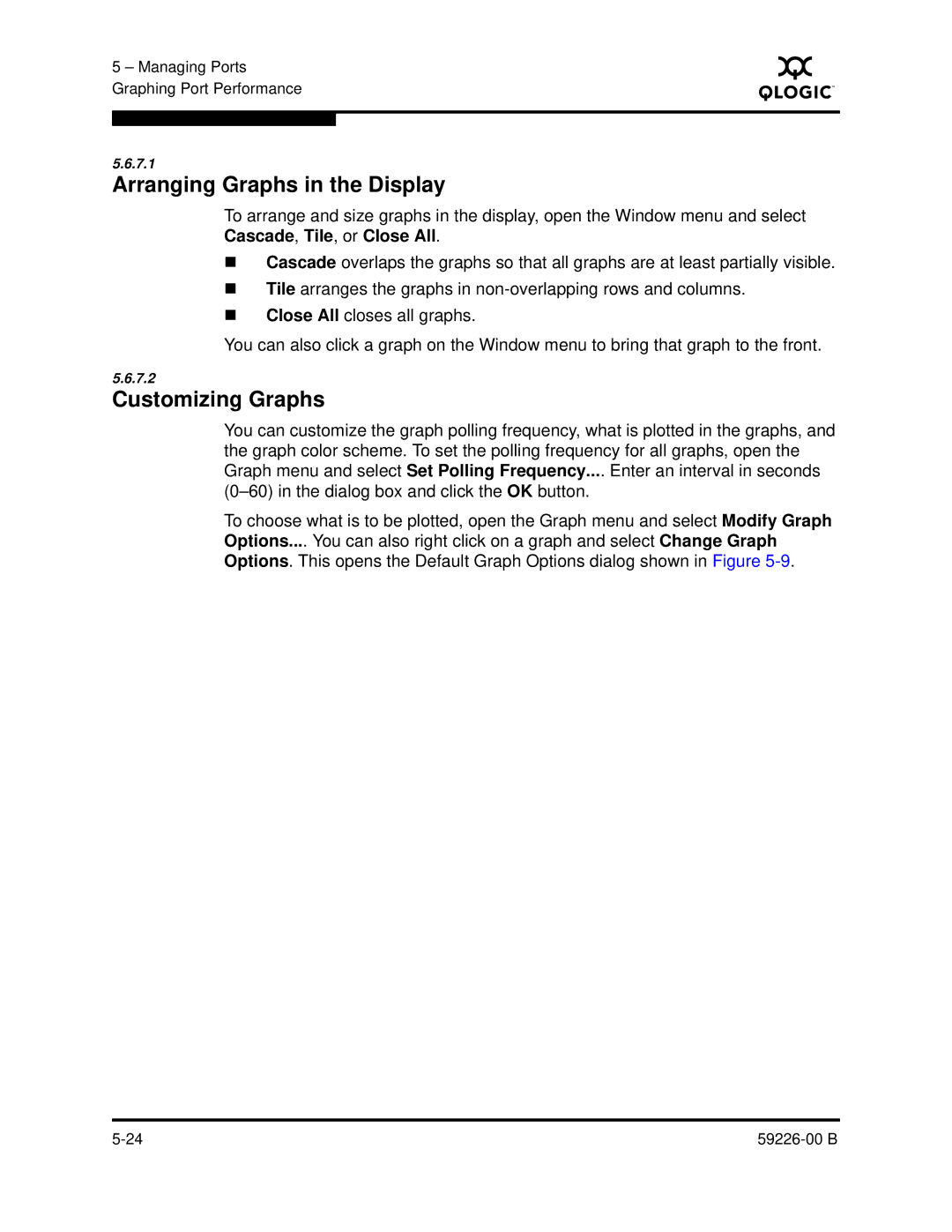 Q-Logic 59226-00 B manual Arranging Graphs in the Display, Customizing Graphs 