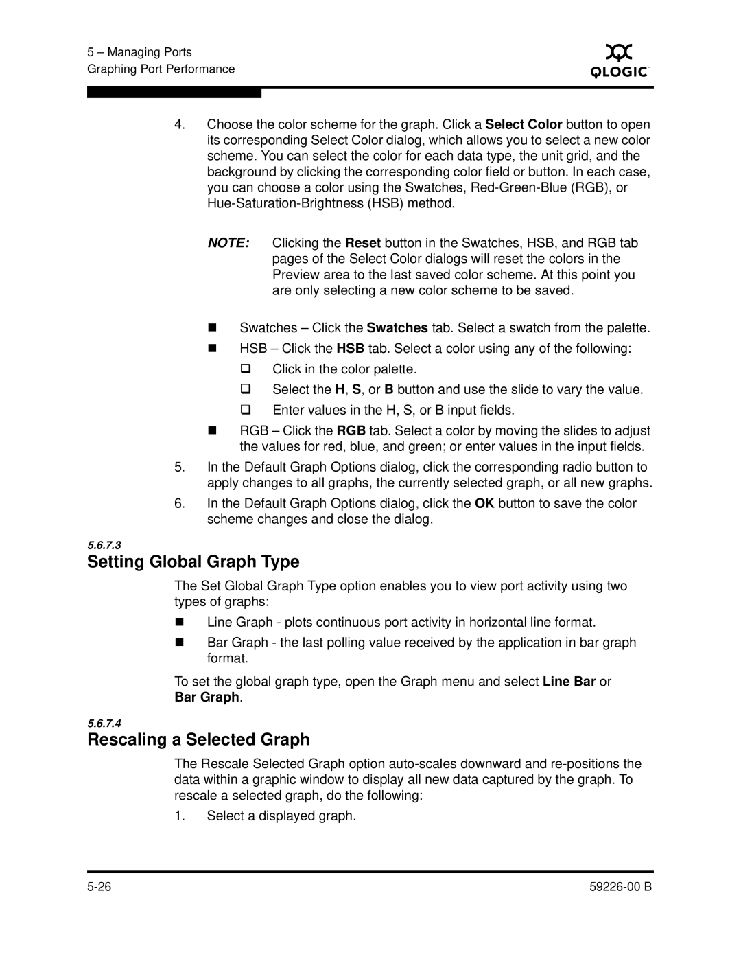 Q-Logic 59226-00 B manual Setting Global Graph Type, Rescaling a Selected Graph 